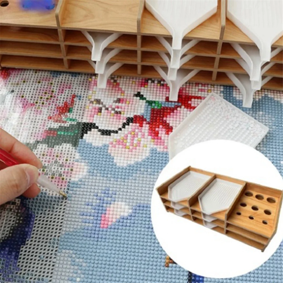 5D DIY Diamond Multi-Layer Rack Painting Tool Storage Tray Drilling Pen Organizer Embroidery Parts-Style 2, 9 Grids