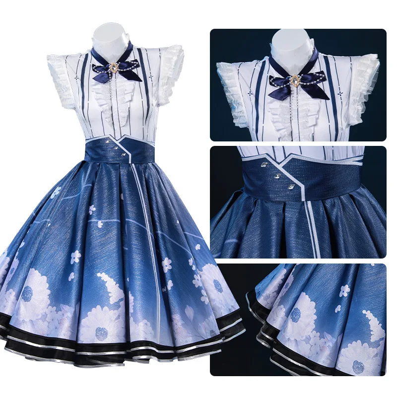 Anime Infinity Nikki Costume Cosplay per donna Parrucca Lolita Abito blu Set completo Kawaii Girls Sweet Outfit Gioco di Halloween personalizzato