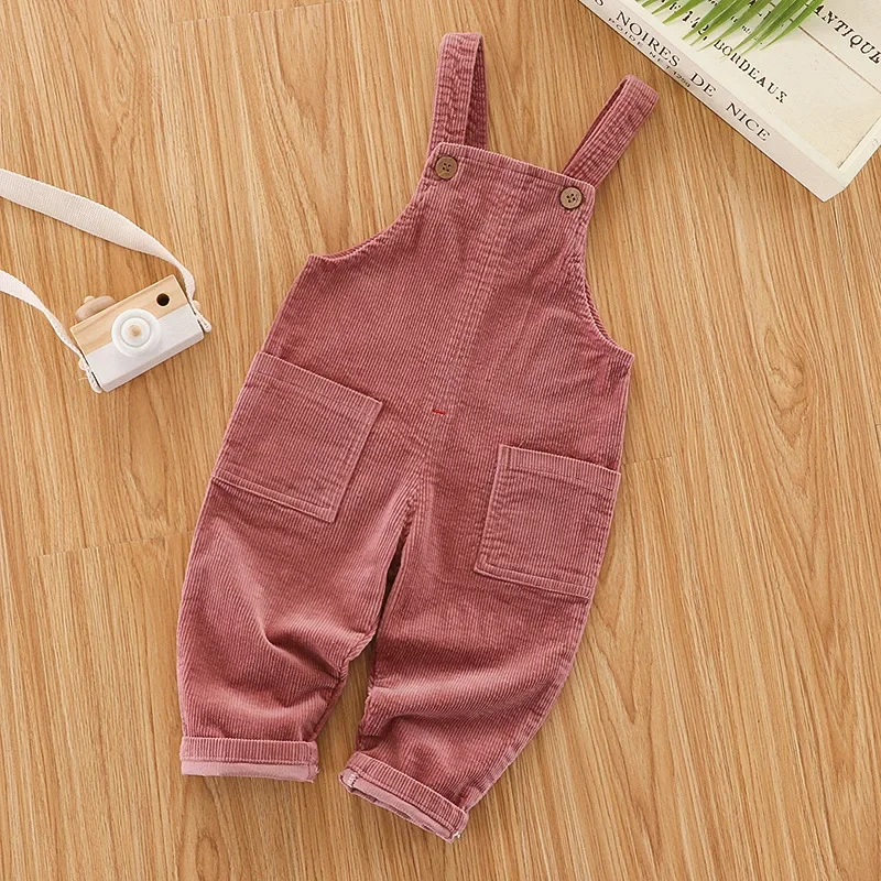 DIIMUU Baby Boys Girls Overalls Casual Pants 1-4 Years Infants Toddler Bib Trousers Spring Fall Clothing Boy Cotton Long Pants