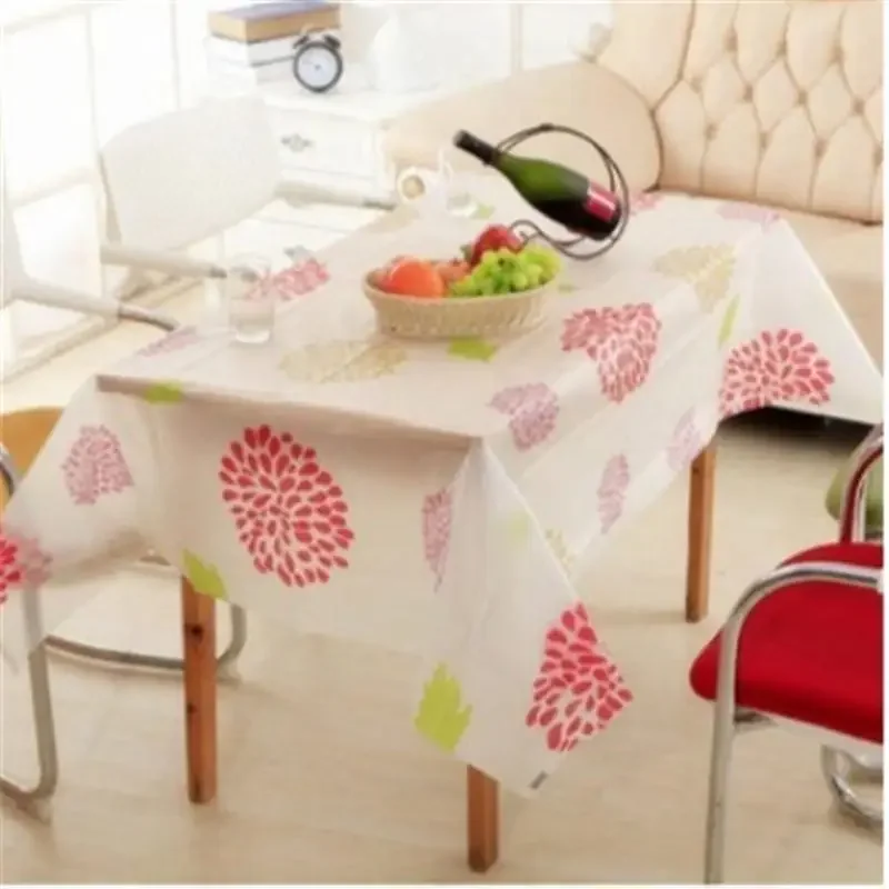 Home Camping Table Cloth Frosted Transparent Waterproof Foral Print Oil Dust PVC Wallpaper Party