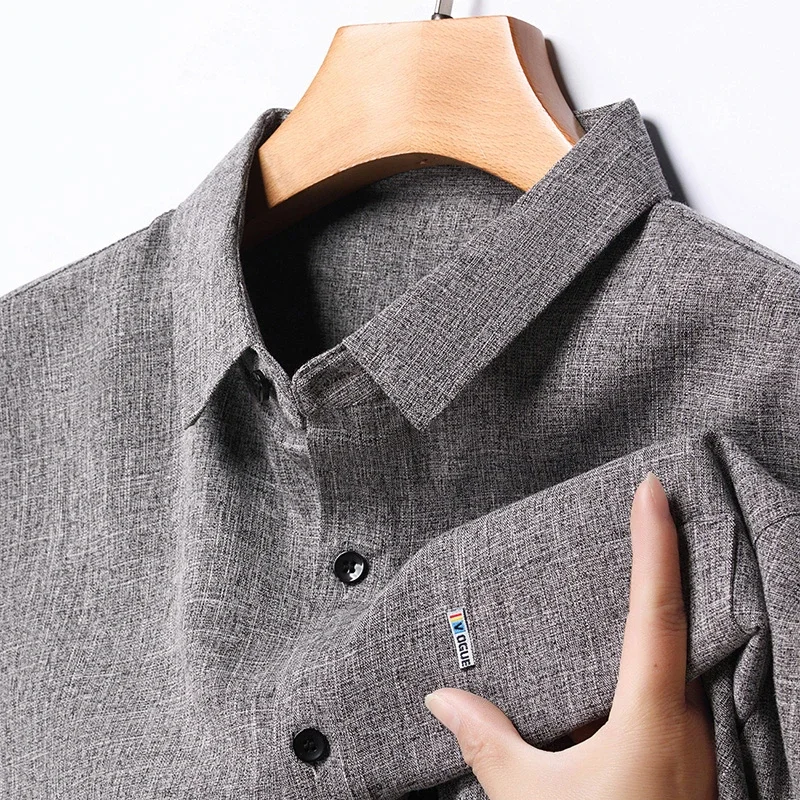 New Men\'s Business Casual Long Sleeved Printed Shirt with Wrinkle Resistance No Ironing Comfortable All Season Versatile Top