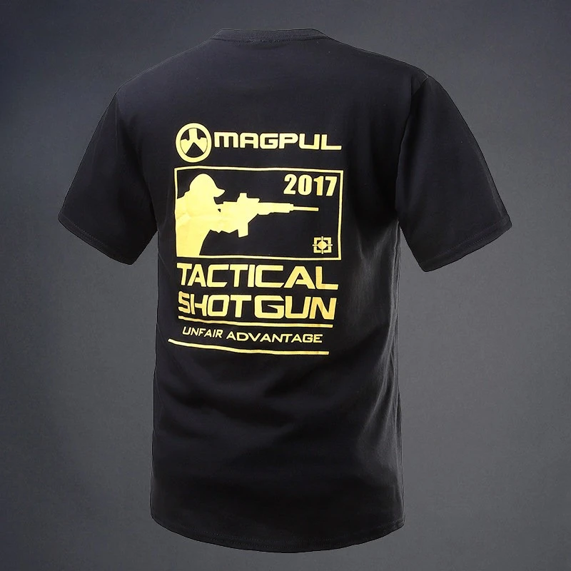 Camiseta Tática Estilo Magpul para Homens, Casual, de Algodão, Manga Curta, Gola Redonda, Estampa de Arma de Fogo, Uso Diário