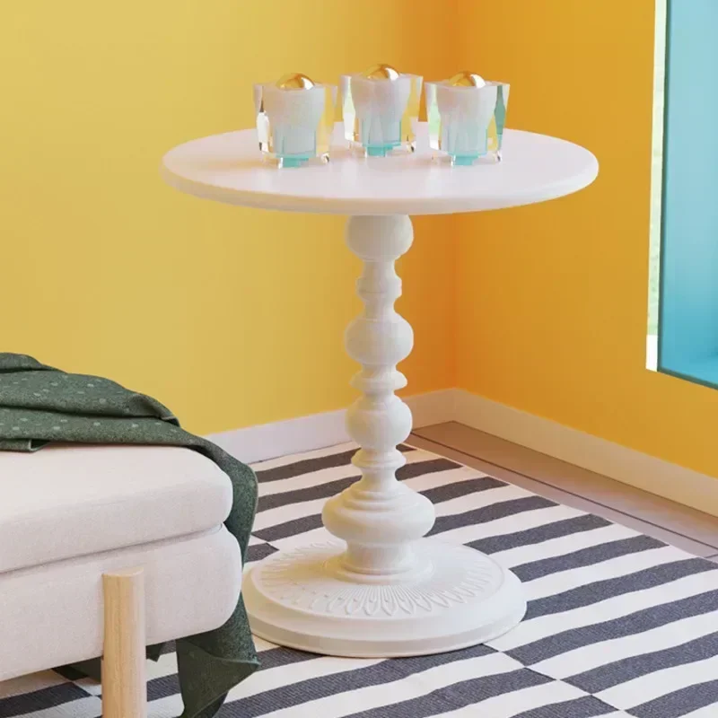 American Retro Iron Art Round Tea Table Vintage Metal Coffee Table Household Furniture for Living Room Sofa Corner Side Table image 4