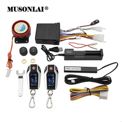 New Motorcycle LCD Screen Two Way Alarm Anti-theft Security System Rechargeable Battery Tire Pressure Monitor PKE Sensing