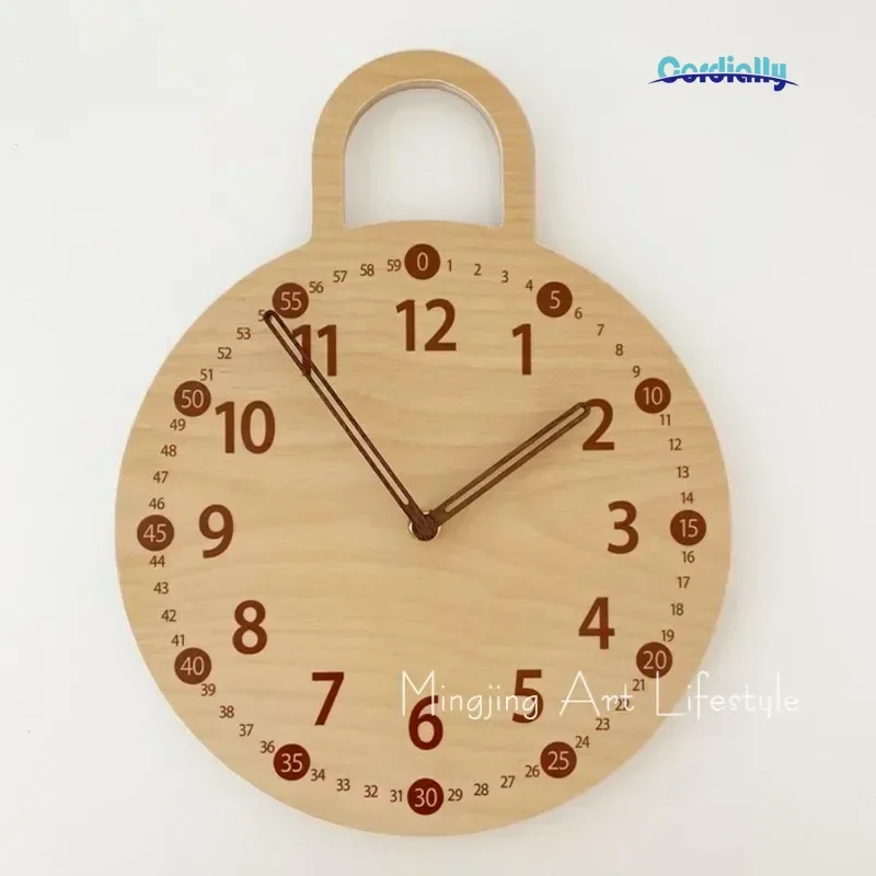 Japanese Inspired Round Wall Clock Numeric Dial Silent Modern Decor For Kids Room Nursery Hallway Minimalist Home Wall Art
