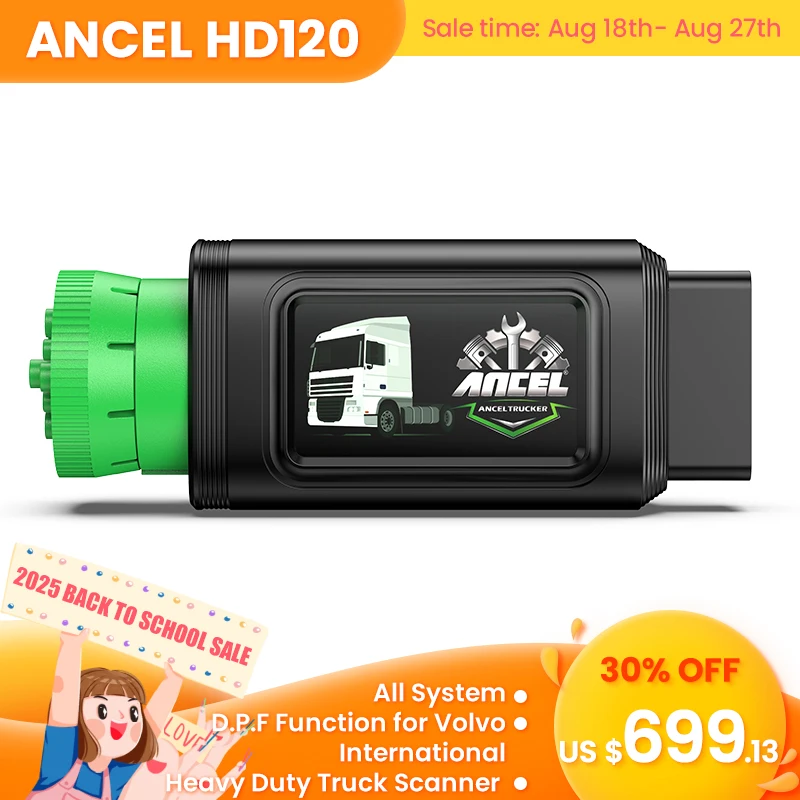 

ANCEL HD120 Heavy Duty Truck Scanner Bluetooth Full System Diagnostic Tool with D.P.F Function for Volvo International