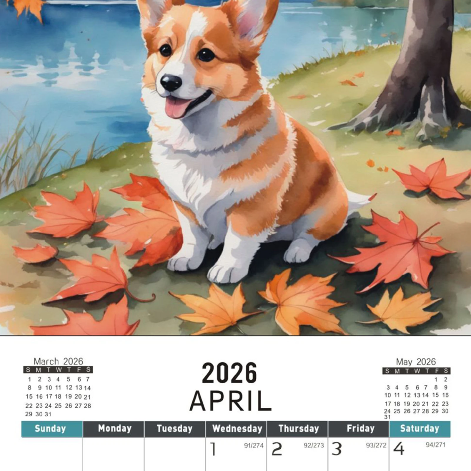 2026 Corgi Snow Day Calendar H - Home Office Holidays 2026 review and price
