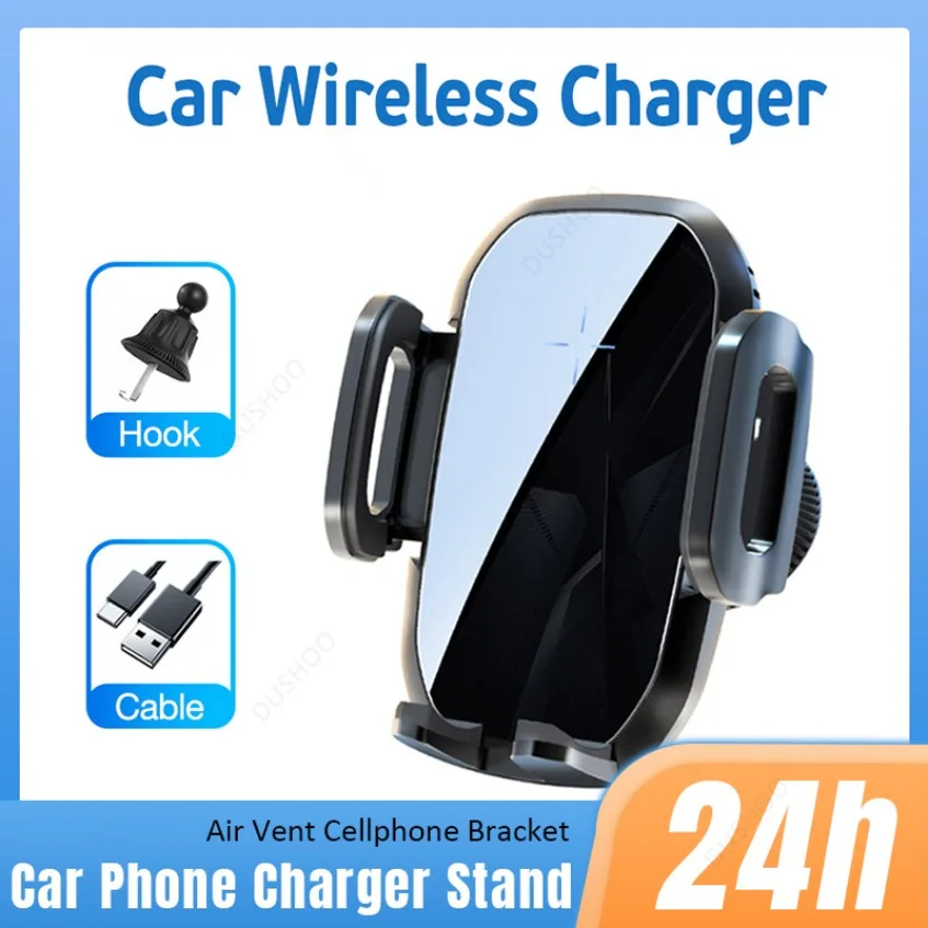 360 °   Вращающийся автомобильный держатель для телефона с вентиляционным отверстием, подставка, беспроводное зарядное устройство 15 Вт для iPhone, Samsung, Xiaomi, крепление для быстрой зарядки, крепление для мобильного телефона