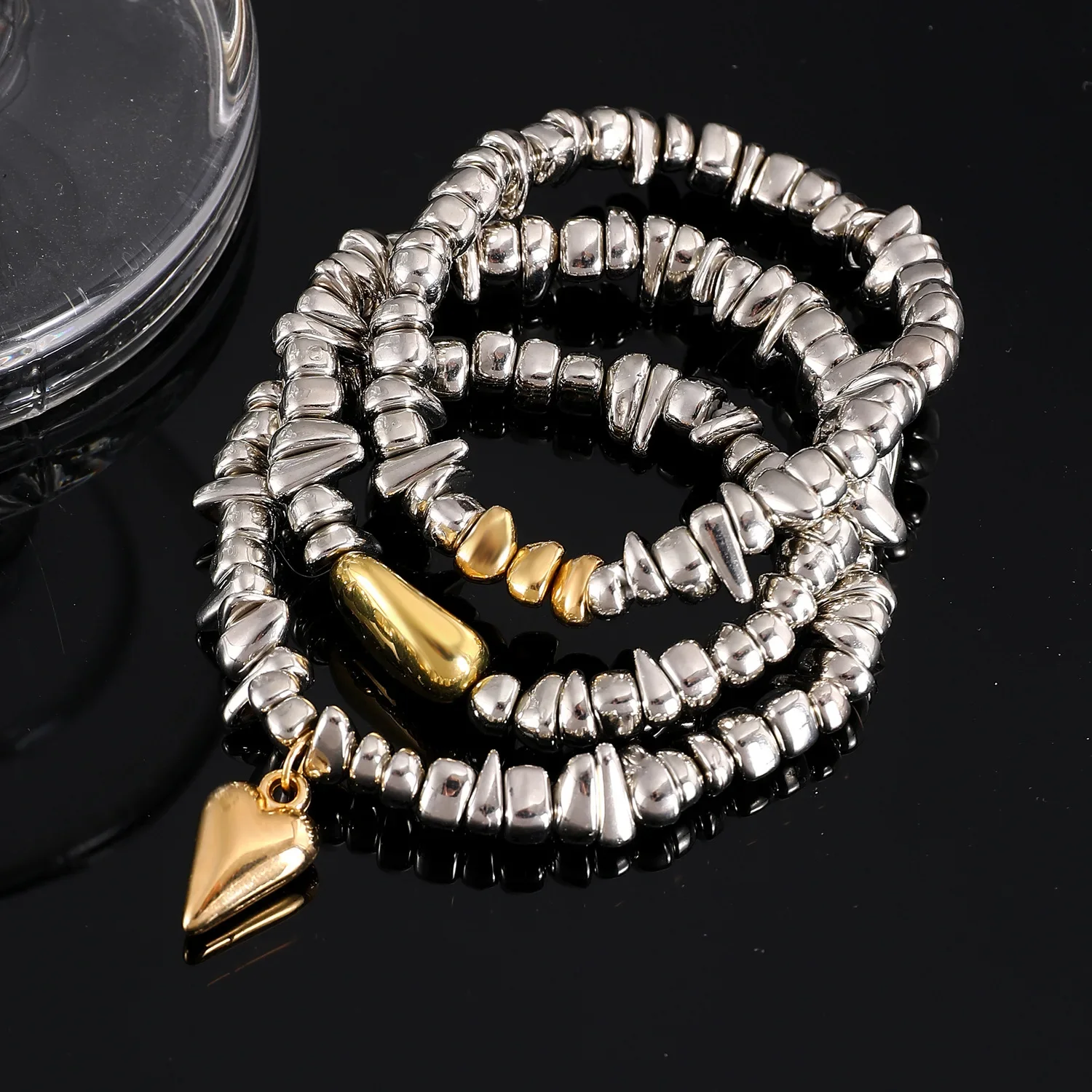 Vintage Irregularity Unique Design CCB Bead Heart-Shaped Pendant Bracelet SetS for Woman Fashion Bracelet Jewelry Holiday Gift image 6