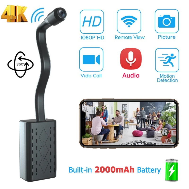 Wifi Mini Camera with Battery,Wireless Mini Camera WiFi DIY 1080P IP Nanny Cam,Motion Detection Alarm & Record Support Camcorder