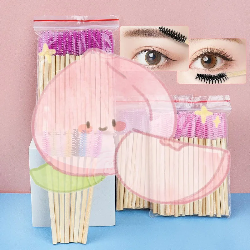 50 قطعة مقبض الخيزران رمش فرشاة فرشاة للمكياج رمش تمديد عصي الماسكارا تطبيقها العين لاش الشباك مشط ماكياج أداة #1