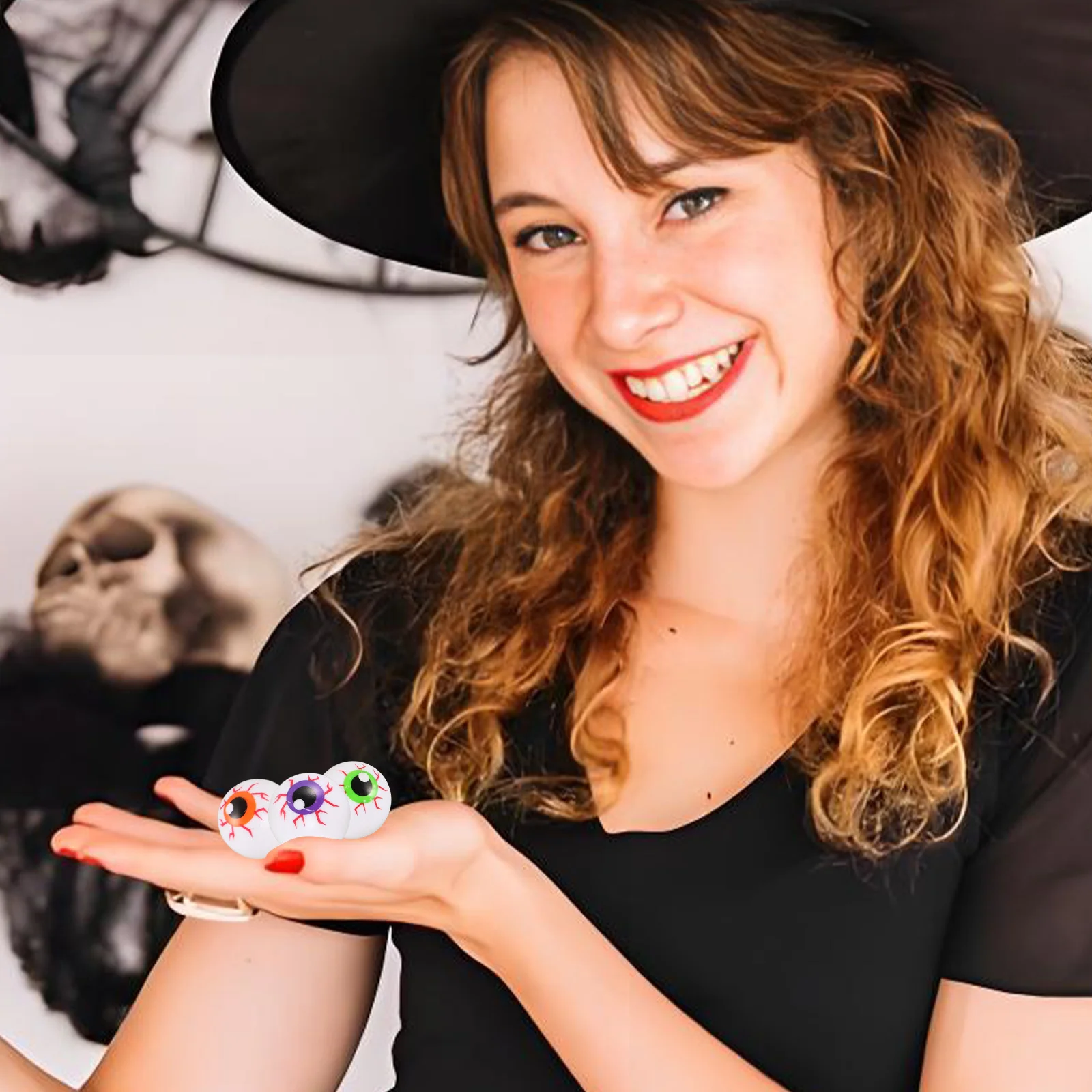 

24Pcs Halloween Eyeball Party Decoration Colorful Plastic Hollow Bouncing Scary Props for Cosplay Haunted