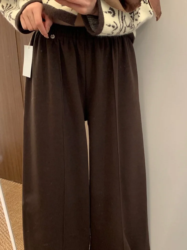 Pantaloni casual a gamba dritta versatili caldi invernali Pantaloni coreani a vita alta a vita alta da donna Pantaloni lunghi dimagranti