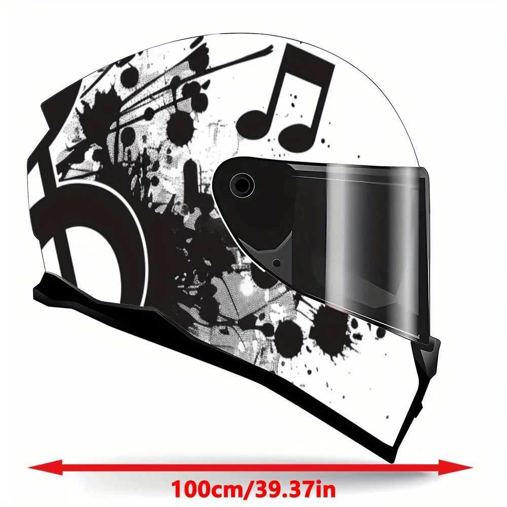 Glorious Music Expression Print Full Helmet Wrap Sticker Motorcycle Helmet Racing Graphic Decal Vinyl Wrap Helmet Decorative Sti
