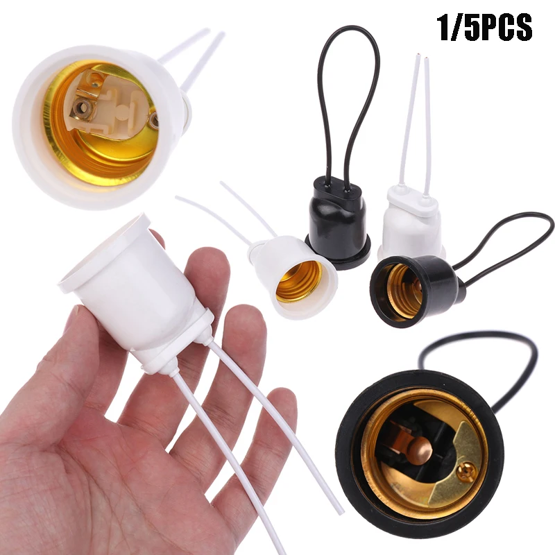 

1/5pcs Outdoor Lighting Grow Plant Light Lampholder E27 Waterproof Copper Wire Light Bulb Socket Lamp Holder Base With Wire