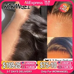 Wow Angel 13x4 13x6 HD Lace Frontal Only Melt Skins Brazilian Straight Human Hair 5x5 6x6 HD Lace Closure Pre Plucked Free Part