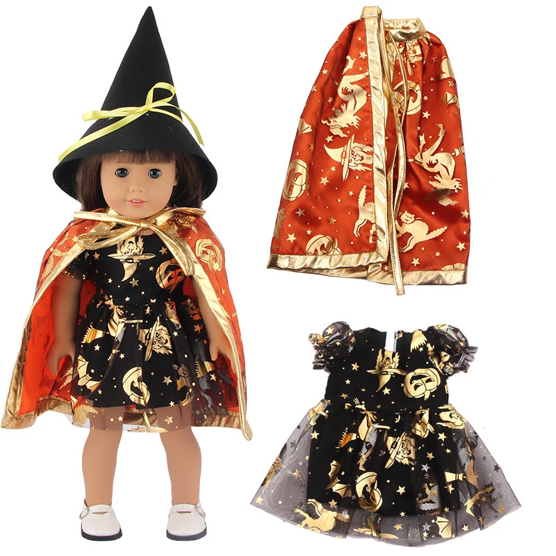 1Set Halloween Doll Dress Clothing Accessories Sorceress For American 18 Inch Girl Doll Skirt For 43cm New Born Diy Doll Gift