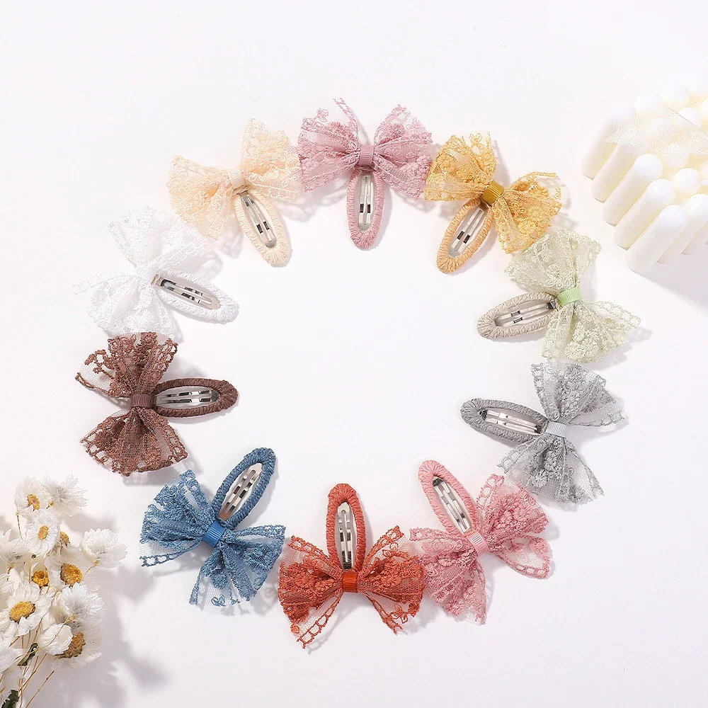 2PCS/Set  Lovely Girls New SweetCloth Lace Lolita Bow Hairpin Female Hair Clips Baby Hair Accessories Barrettes Headwear Gift