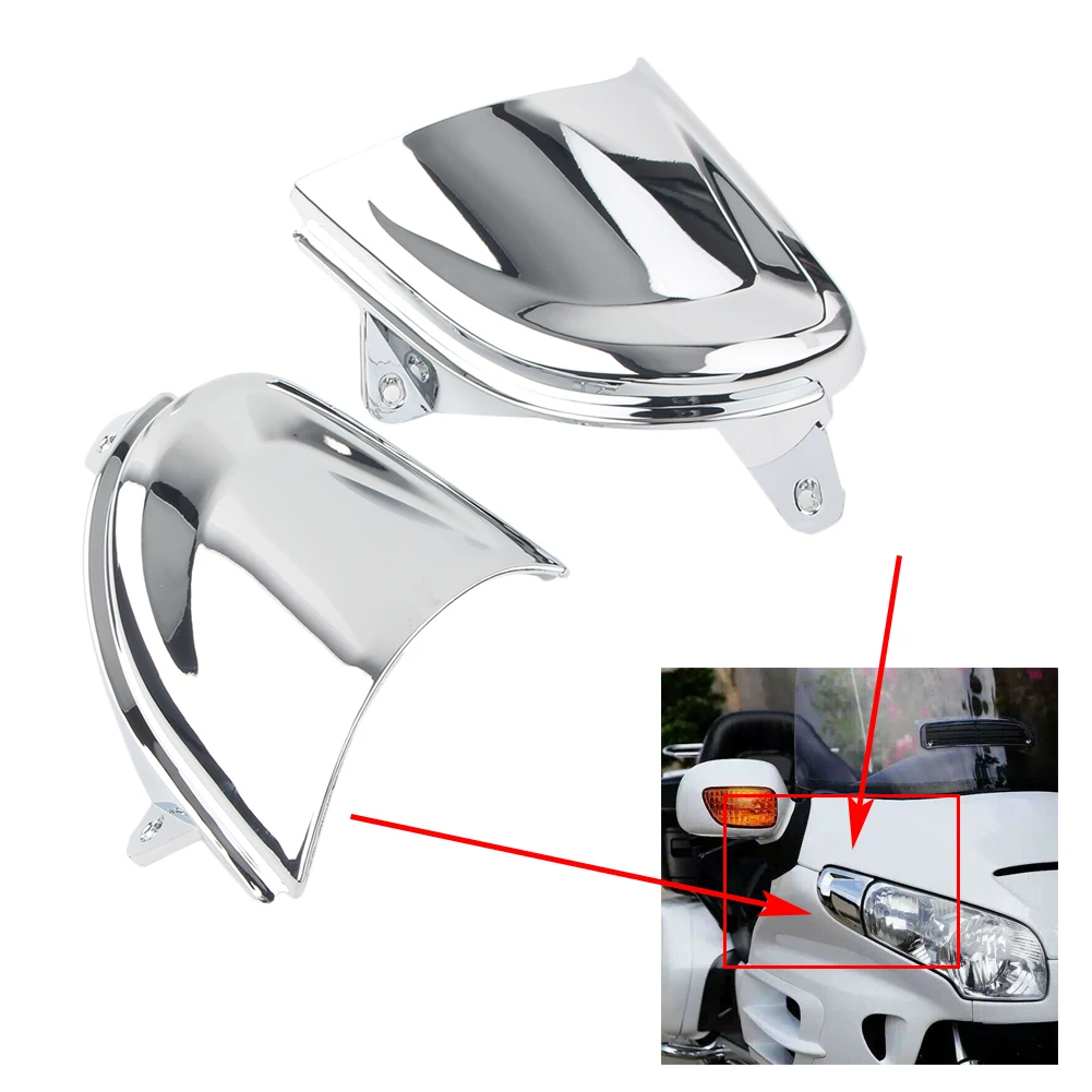 2x Motorbike Front Headlight Cover Decoration Trim for Honda Goldwing Gold Wing GL1800 2001 2002 2003 2004 2005 2006 2007-2011