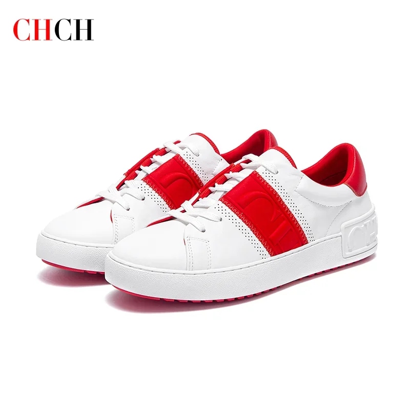 Women's Tennis Shoes Red CHCH 2025 New Cow Leather Strap Flat Shoes Brand shoes new listing