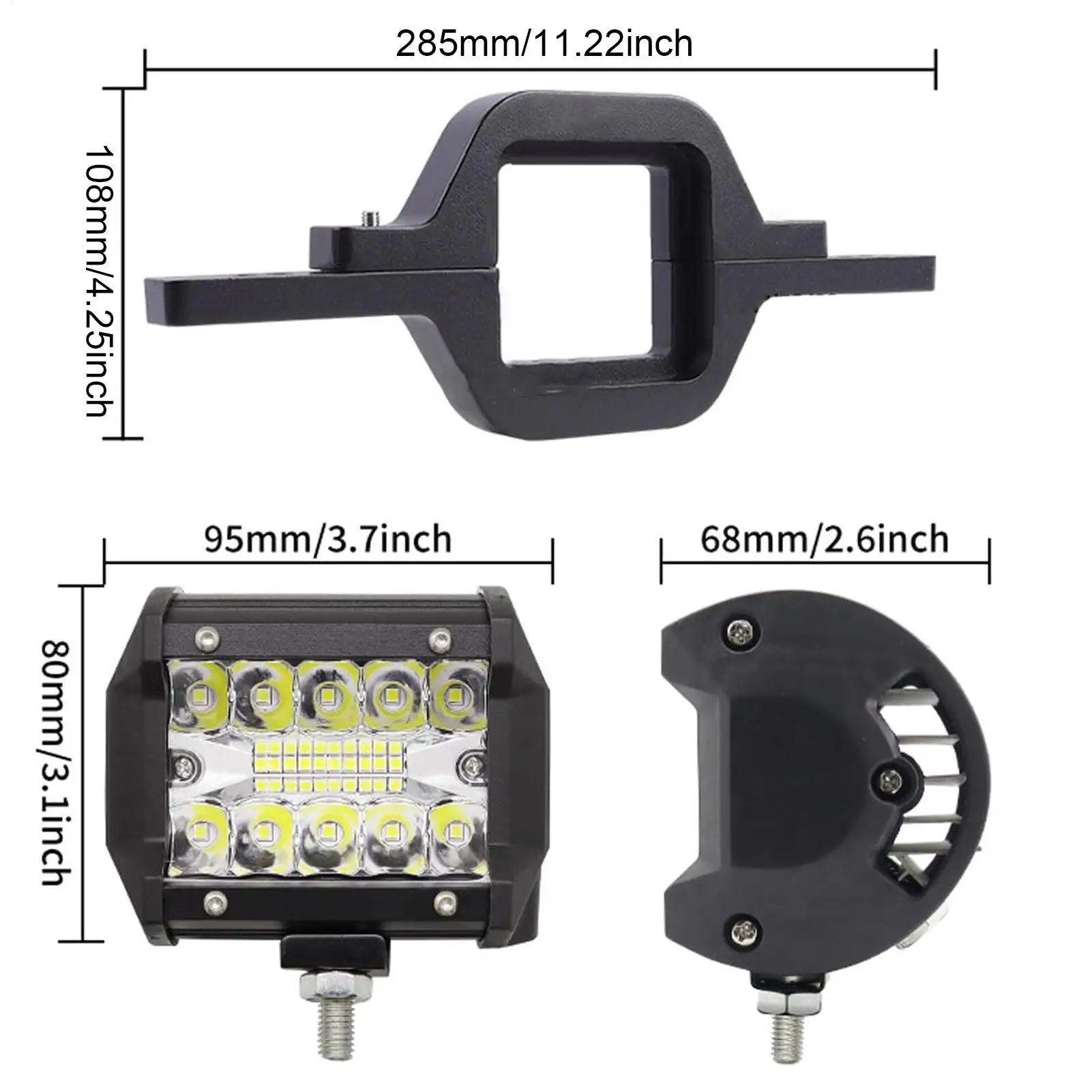 

18W 60W 72W Led Light Bar With Trailer Tow Hitch Mount Brackets Backup Reverse Lights Rear Search Lighting For Pickup Truck Van