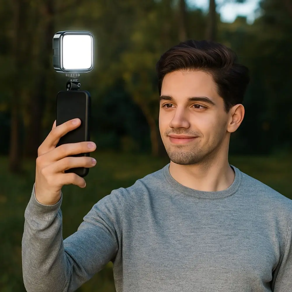 Mini Portable Selfie Fill Light Adjustable RGB Three-color LED Video Light Handheld with Clamp Photography Lighting Outdoor
