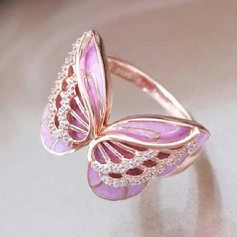 Hot Sale New Butterfly Ring Epoxy Creative Animal Shaped Women's Jewelry