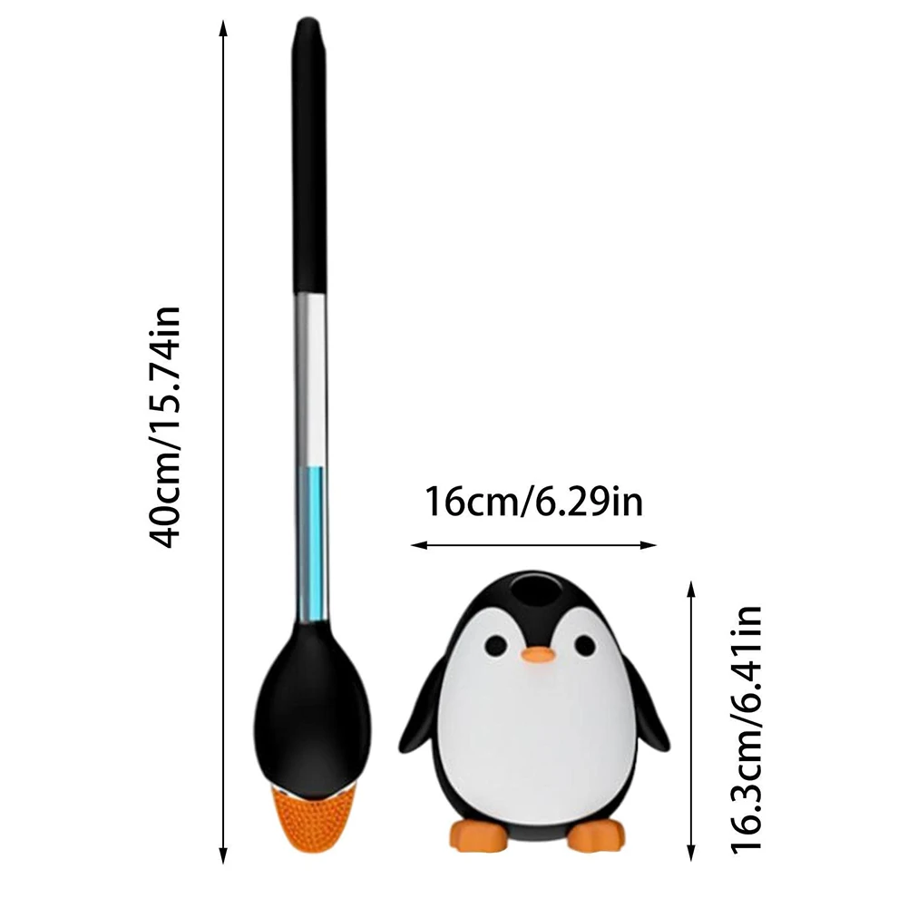 Penguin Shape Silicone Toilet Brush with Holder Soap Dispensing Toilet Scrubber Brush Toilet Cleaner Wc Bathroom Cleaning Tools