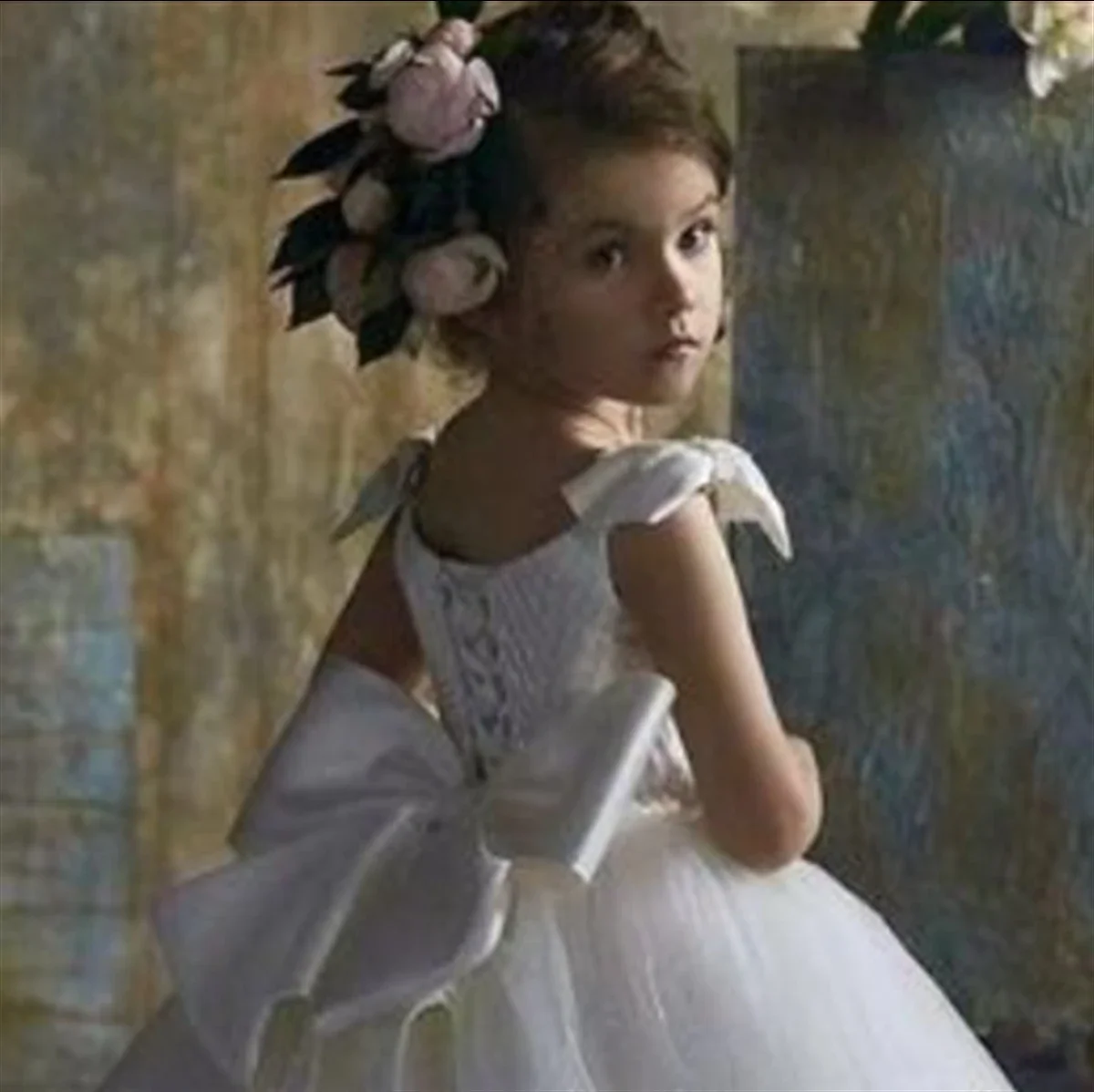 Flower Girl Dress White Fluffy And Shiny Lace Applique papillon cintura matrimonio elegante fiore bambini comunione compleanno Dress