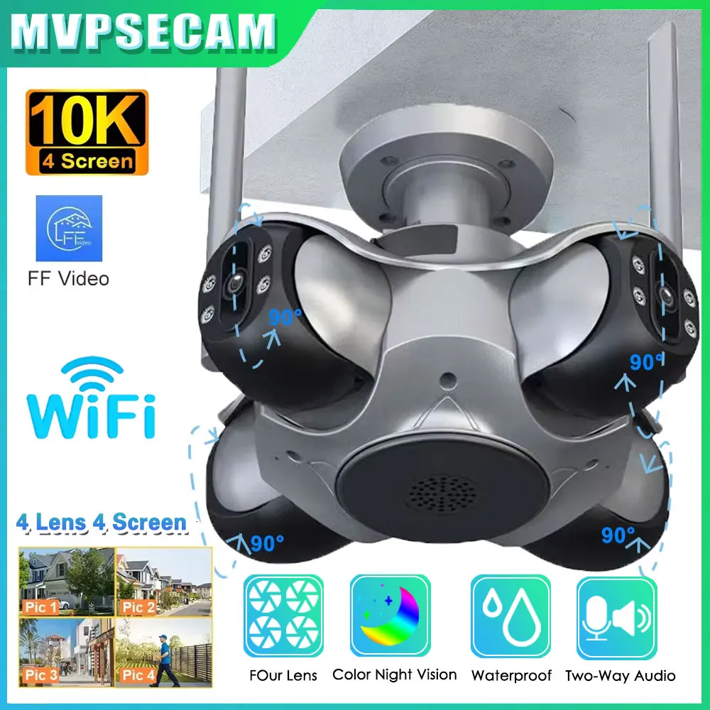 

4Lens 4Screen WiFi Camera 20MP Outdoor Waterproof Security Camera Human Detection Night Vision CCTV Two-Way Intercom IP Camera