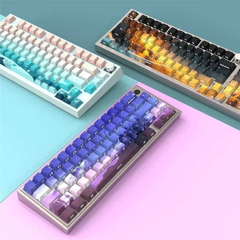 Side Engraved Transparent Keycap Set PBT Sublimation Cherry Height Compatible with Cross Shaft Mechanical Keyboard Boys Keycaps