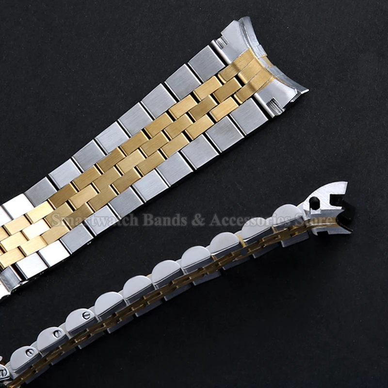 20mm Stainless Steel Watch Strap for Rolex Daytona Diving Bracelet for Jubilee Curved End Metal Wrist Band Solid Folding Buckle