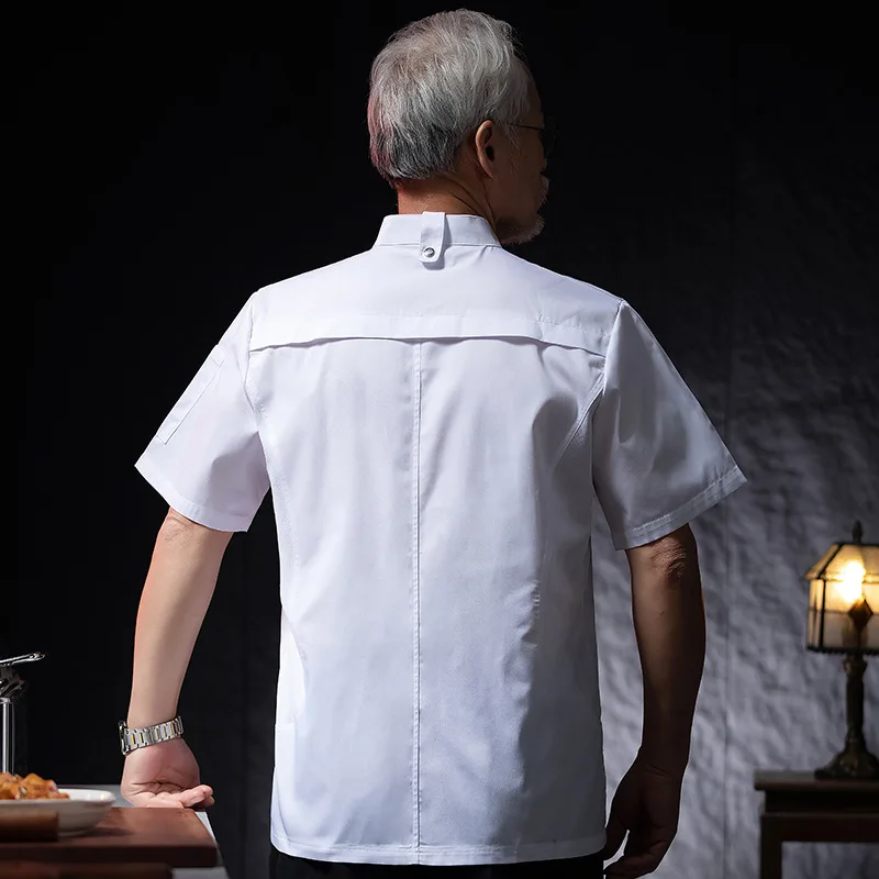 

Hotel Restaurant Kitchen Work Uniform Short Sleeve Chef Jacket Bakery Pastry Chef Summer White Kitchen Coat