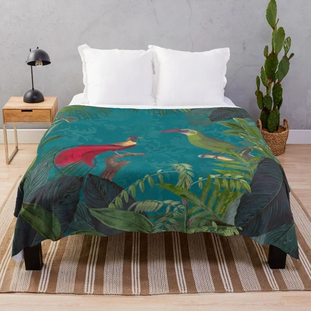 

Birds Of Jungle Vintage Botanical Illustration Throw Blanket Decorative Sofas Quilt Blankets