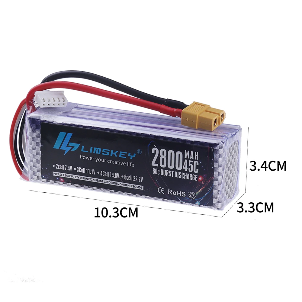 Batterie Fuchsia 4S pour Drone RC FPV, 14.8V, 1500mAh, 1800mAh, 2200mAh, 2600mAh, 3300mAh, 3000mAh, 45C, 60C, Quadcopter, Voiture de course, Deans, Count60