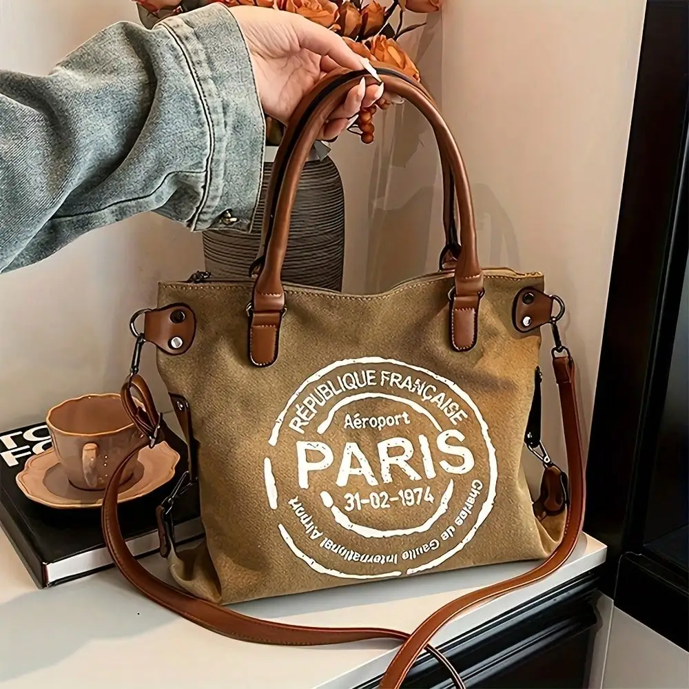 

Винтажная холщовая большая сумка, водонепроницаемая, большая вместимость для тренажерного зала, путешествий, работы, поездок на работу