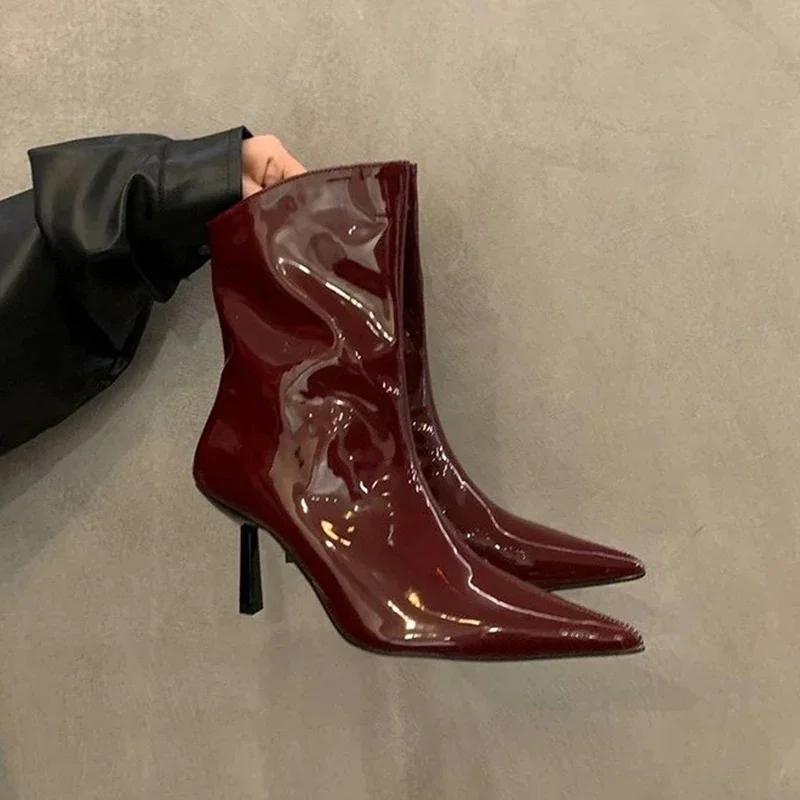 New Women High Heels Ankle Boots Sexy Pointed Toe Shoes 2025 Winter Fashion Chelsea Boots Woman Shoe Pumps Casual Mujer Botas