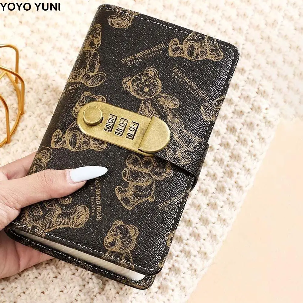 A6 Code Notebook for Money Anti-splash Water Daily Plan Cash Budget Ledger Cartoon Bear Printed Academic Weekly Agenda