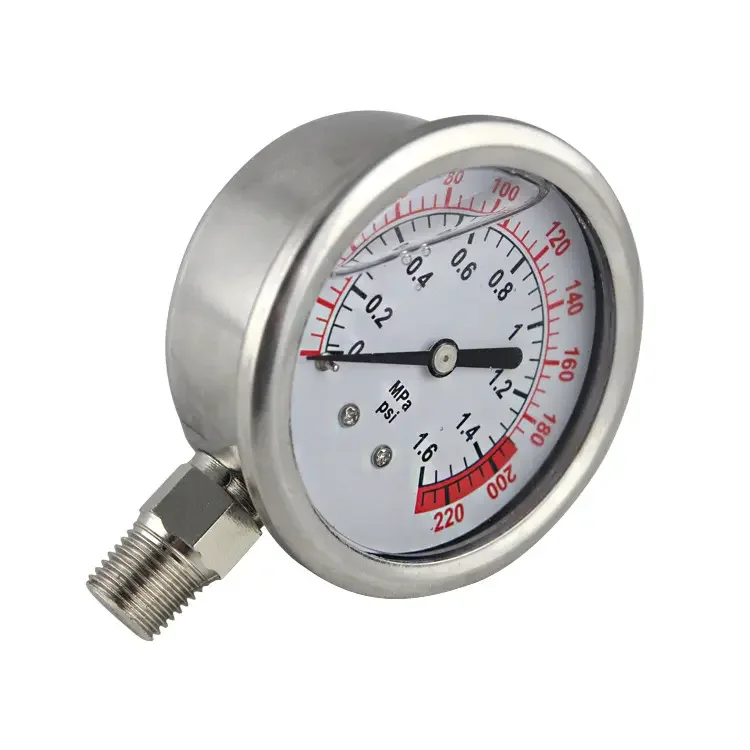 Shockproof Water Pressure Gauge with Oil Test Gauge Measurement Water Pipe Water Purifier Toilet Triangle Valve