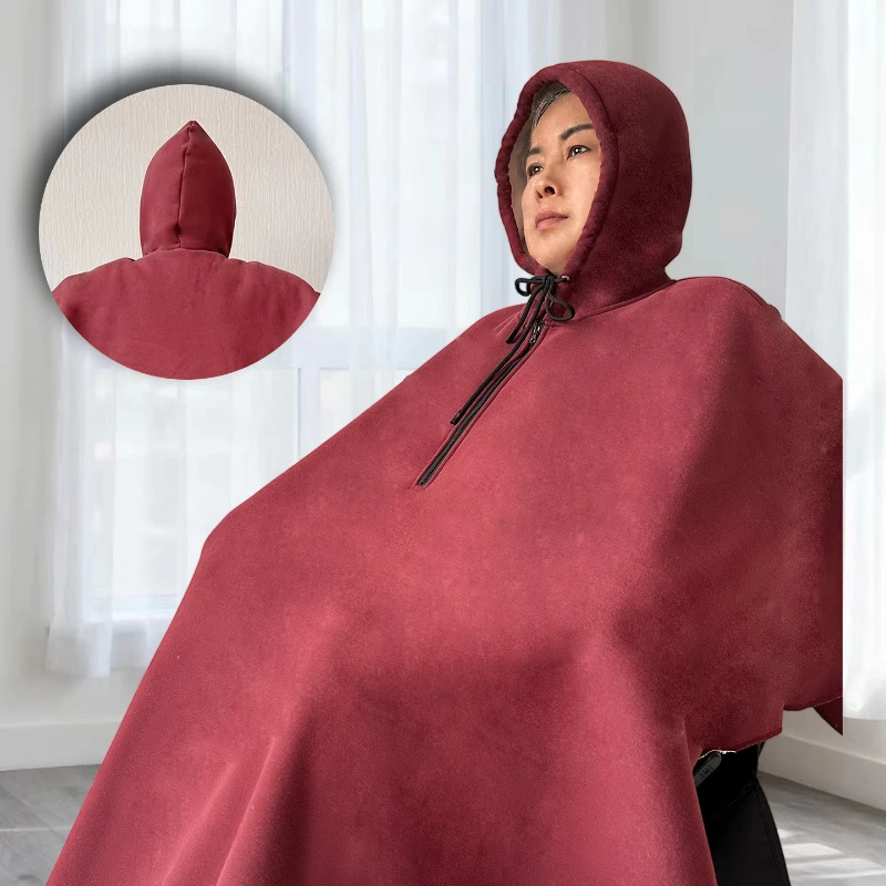 Winter Heated FleeceWheelchair Cape for ElderlyWaterproof KneeLeg Warmers Windproof Outdoor Blanket with Easy On/Off for Seniors
