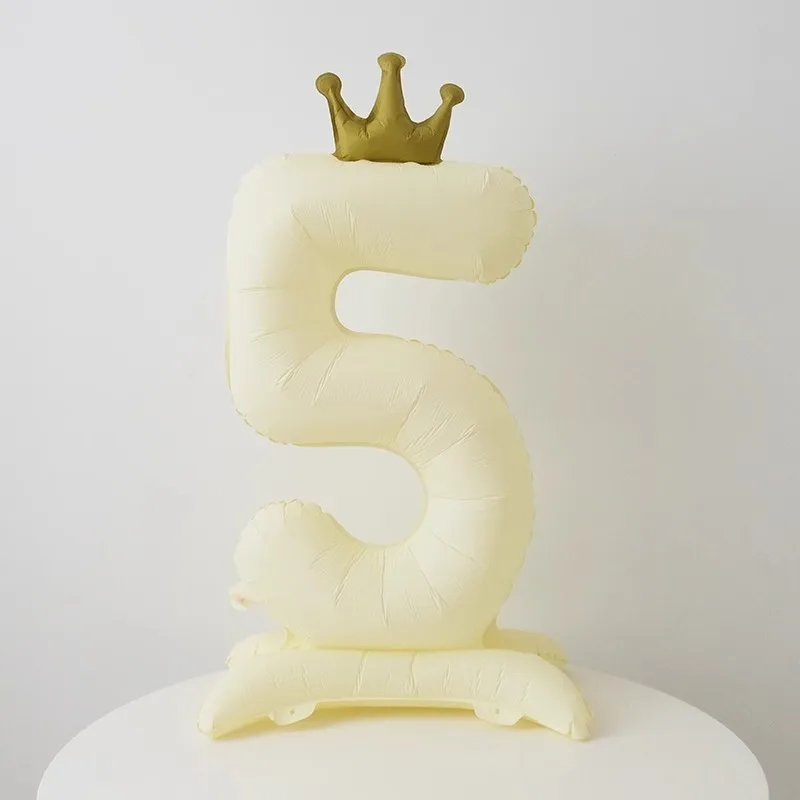 40 بوصة متجمد كريم الأبيض تاج الدائمة بالون رقمي 0-9 عدد حفلة عيد ميلاد الطفل دش زينة صور الدعائم العرض