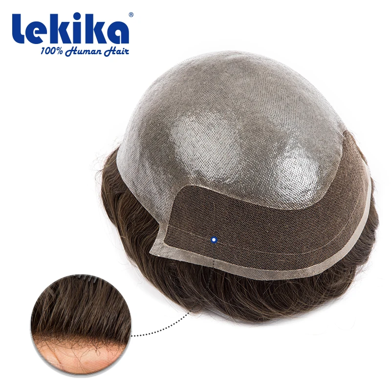 BIO-نسج على شكل شعر إنسان أكثر لينة الدانتيل السويسري ومعقود بولي Base قاعدة خصلات الشعر المستعار الإنسان تنفس 100% خصلات الشعر المستعار الإنسان استبدال شعر مستعار #3