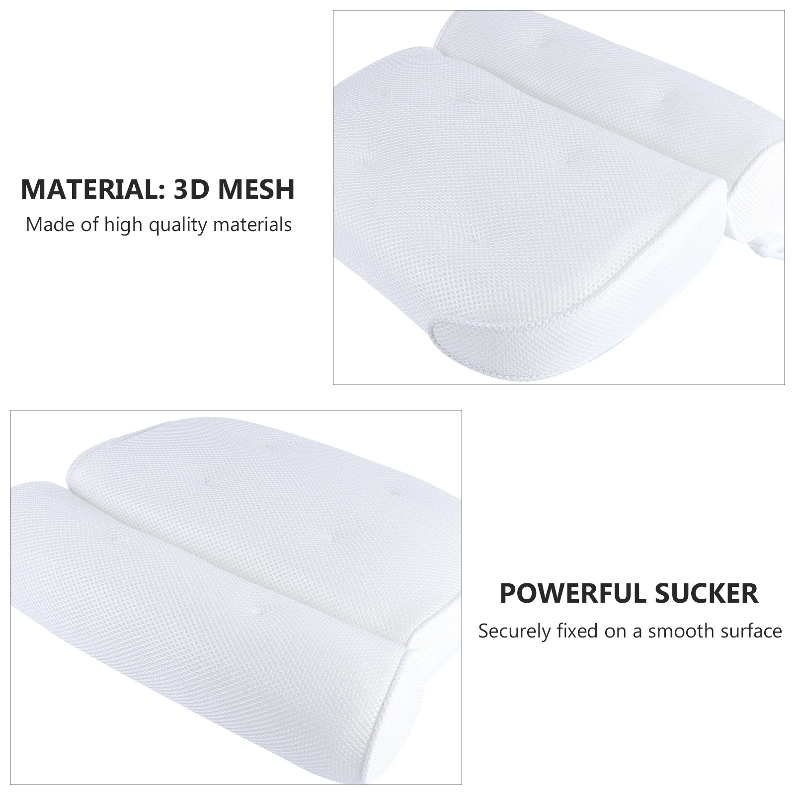 

Breathable Spa Bath Pillow with Suction Cups Neck and Back Support Spa Pillow for Home Hot Tub (White)