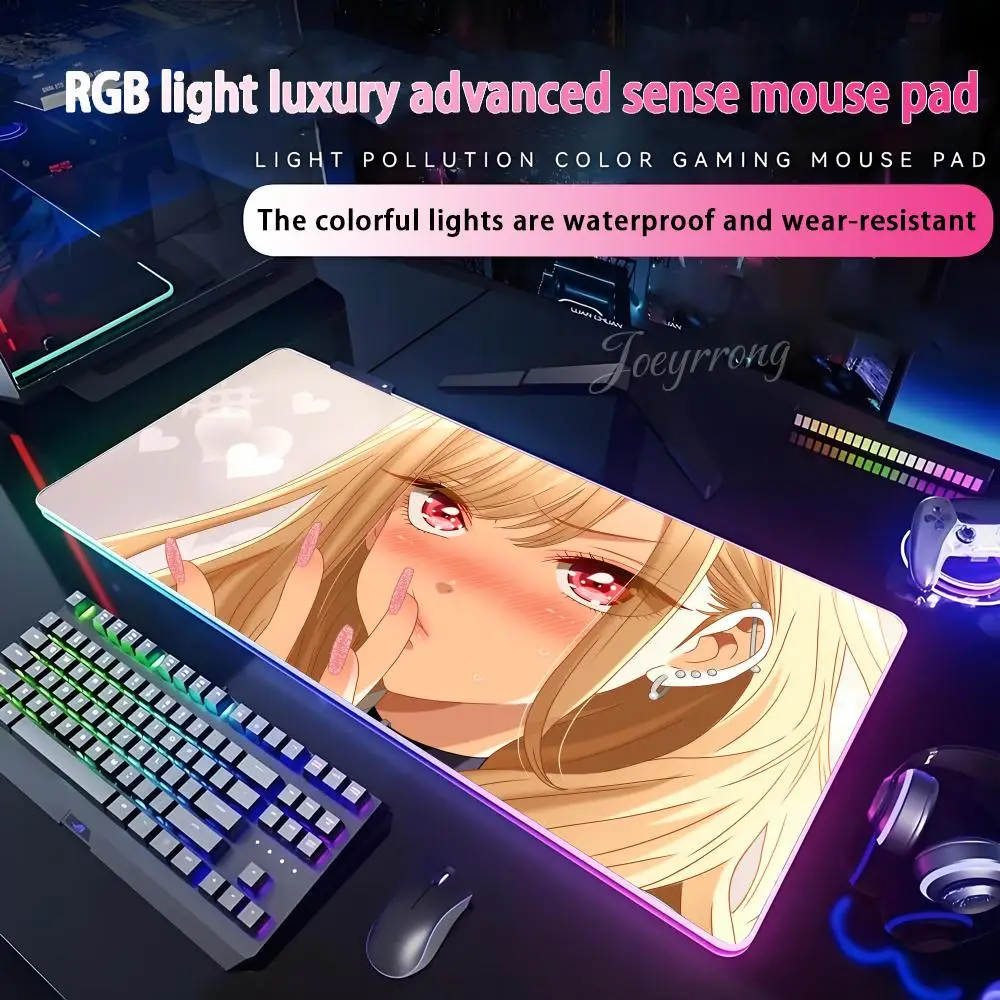 

Коврик для мыши My Dress-Up Darling для FPS eSports RGB, расширенная игровая клавиатура, светодиодные коврики, большие 1000x500 мм, XXL, геймер