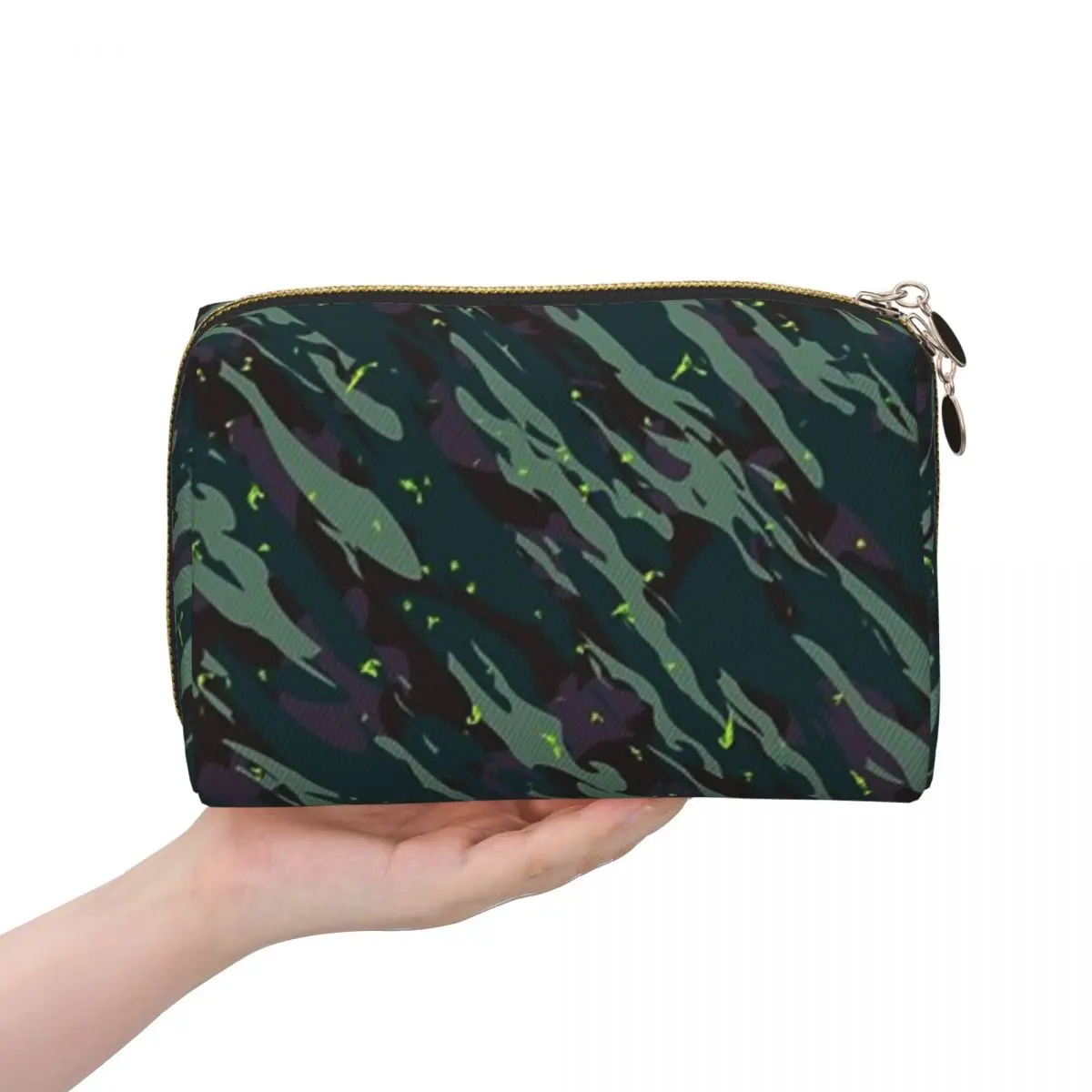 Tiger Stripe Camouflage Military Camo Women Cosmetic Bag Travel Makeup Organizer Pouch Toiletry Storage Dopp Kit Case