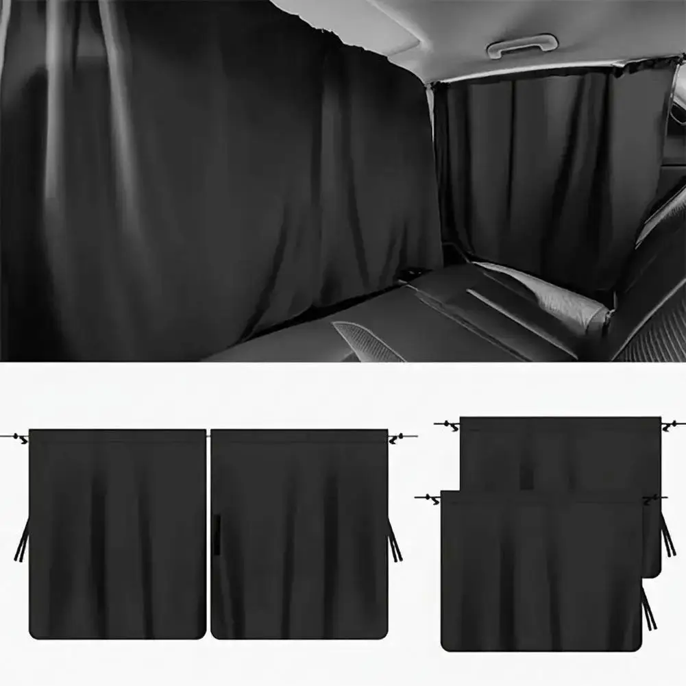 4pcs Car Privacy Curtains Set Air Conditioning Divider Curtain Front And Rear Seats&Side Windows UV Protection Sun Shade