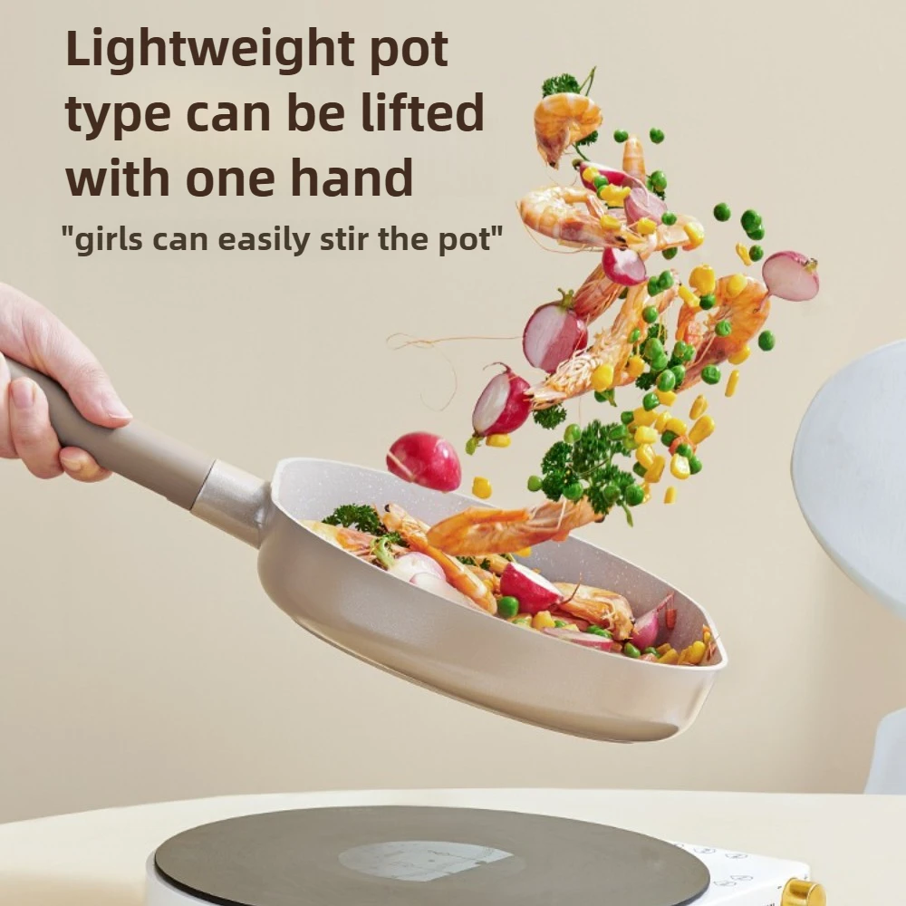 مقلاة غير لاصقة، مقلاة منزلية مسطحة القاع للقلي، شرائح اللحم، تقلي الخضروات، سهلة التنظيف، وعاء المطبخ الحجري Maifan #2