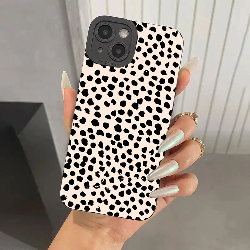 Polka Dot Soft Silicone Phone Case for iPhone 15 16 Pro Max Cases iPhone 14 13 12 11 XS XR X 7 8Plus SE2 Shockproof Bumper Cover