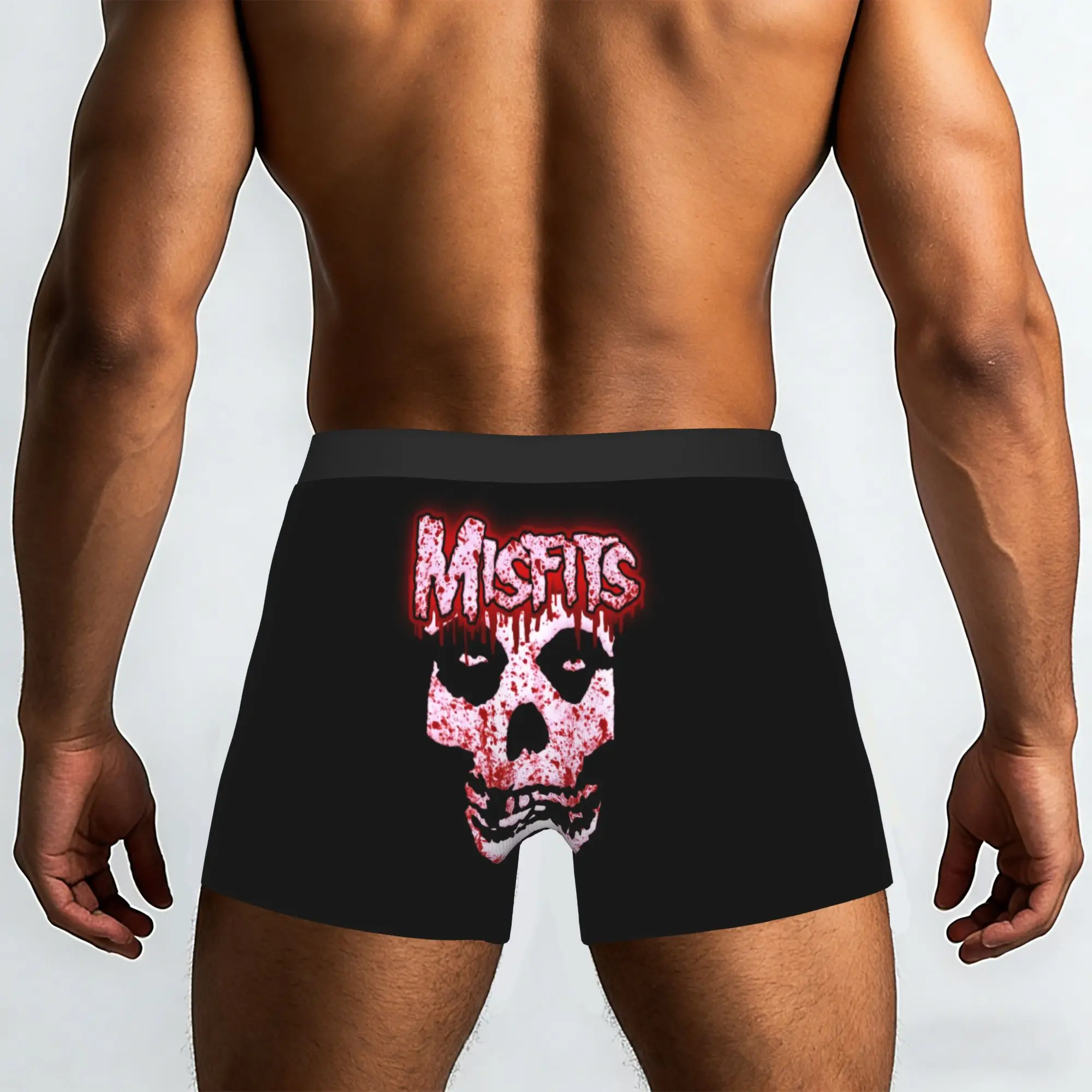 Custom Rock Punk Band Misfits Skull Face Underwear Men Stretch Heavy Metal Boxer Briefs Shorts Panties Soft Underpants For Homme