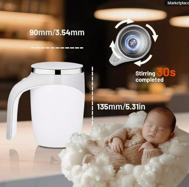 1pc Stainless Steel Self-Stirring Coffee Mug - Magnetic Rotating Blender,Auto Mixing Cup for Coffee Milk